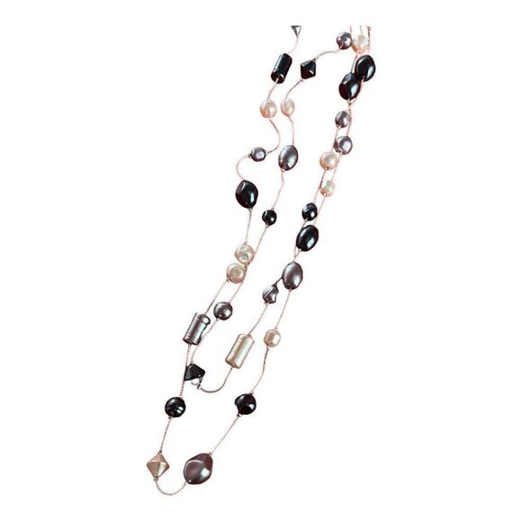 Kim Rogers Silver Strand White, Silver & Black Multi Shape Beaded Necklace NWT - Picture 9 of 9